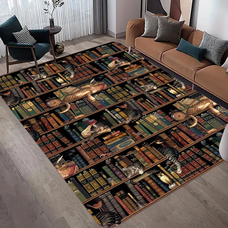 Commercial Book Printing Machines - Vintage Book Print Area Rug, Retro