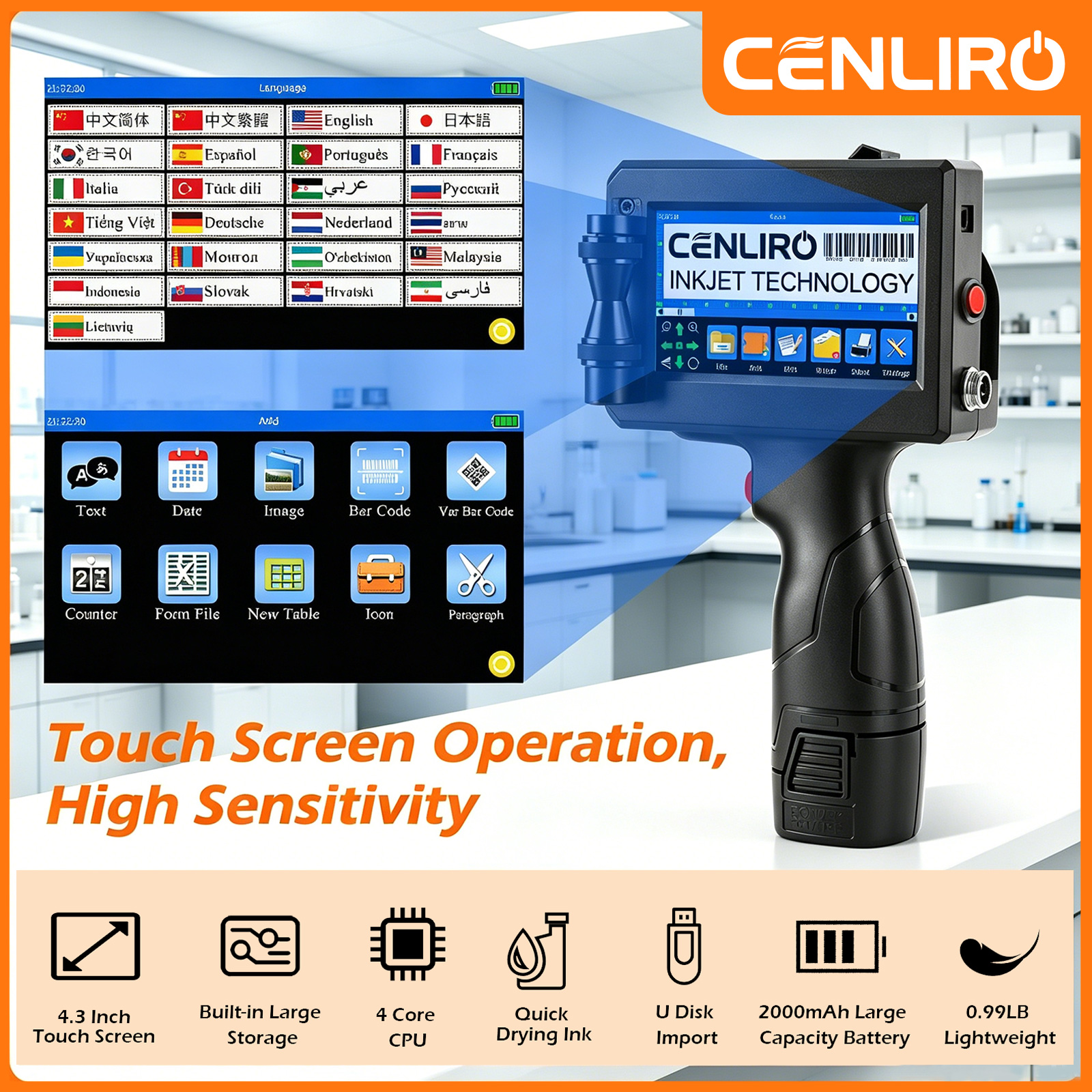 Commercial Book Printing Machines - Cenliro CL20B 25.4mm TIJ Handheld Inkjet